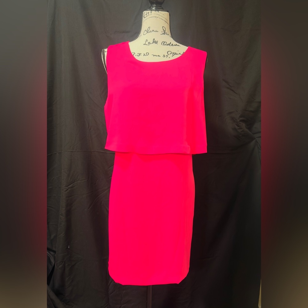 Cynthia Rowley Hot Pink Layered Sheath Dress